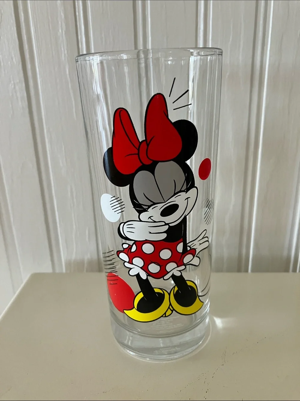 Disney Minnie Mouse Clear Glass Tumblers with Red and Yellow Accents - Set of 3